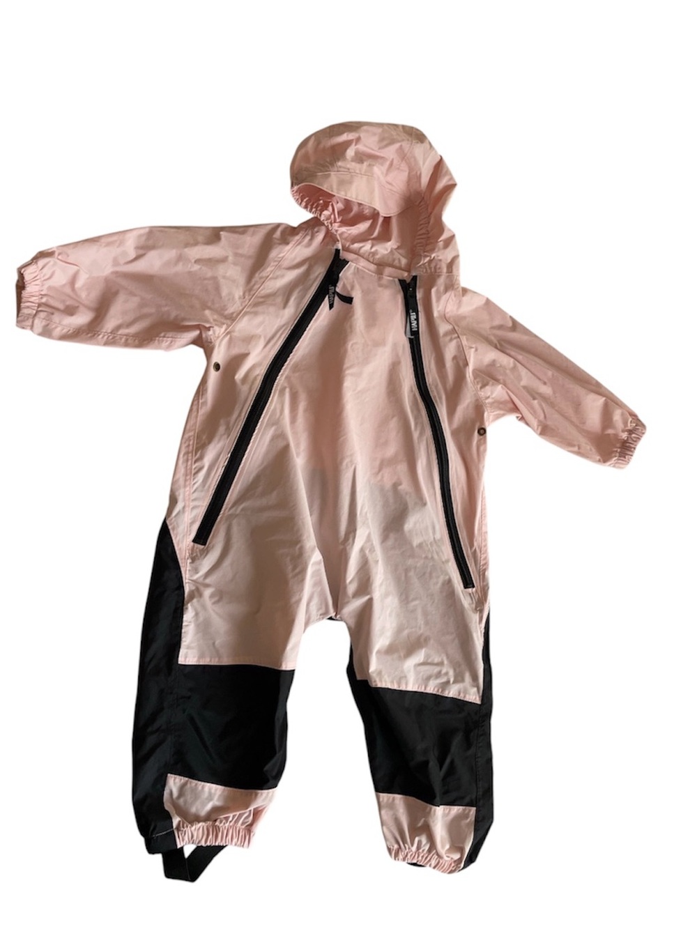 Hapiu size: 3T one-piece rain suit  waterproof light pink and black - Picture 2 of 9